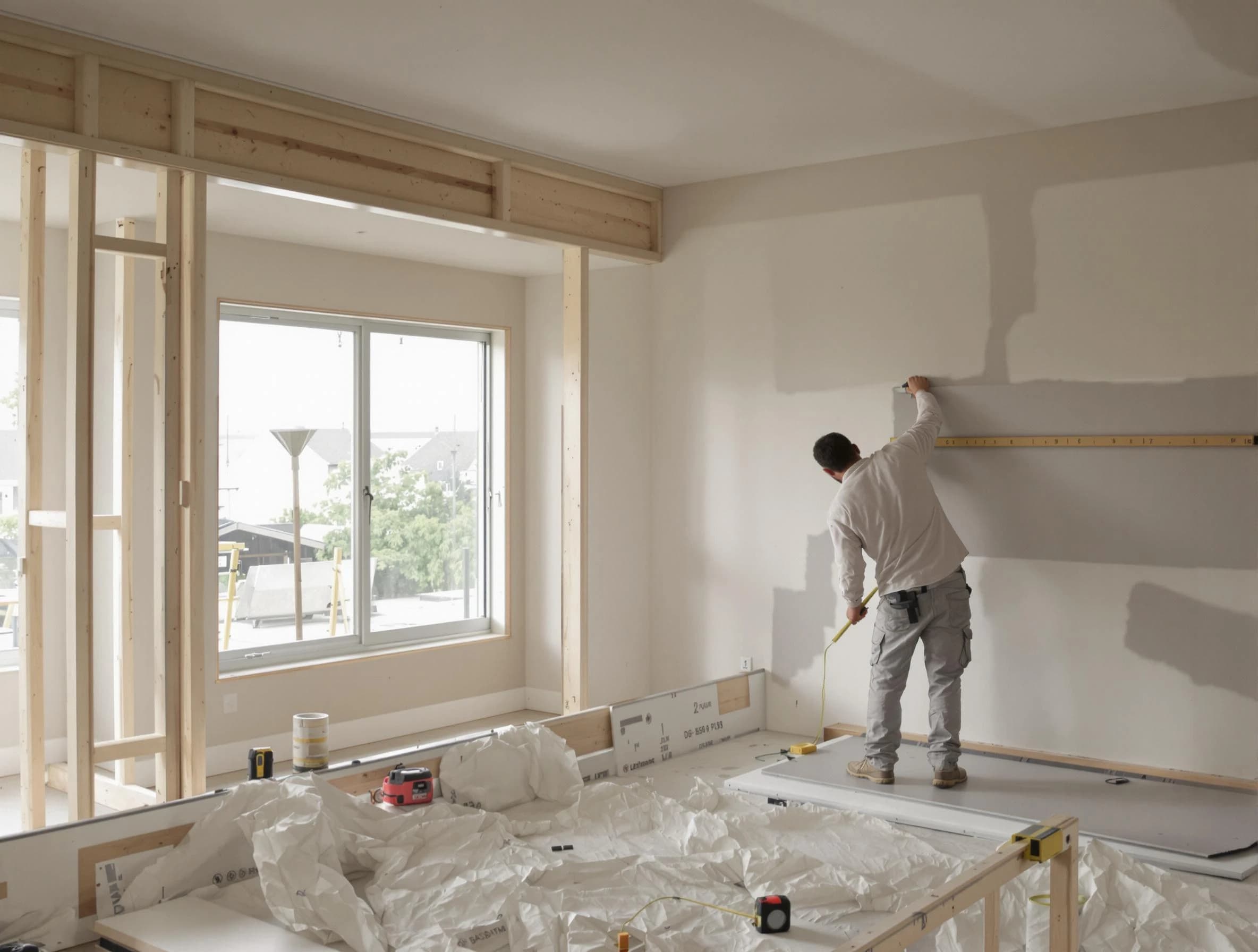 Stow House Painters installing new drywall in Stow, OH