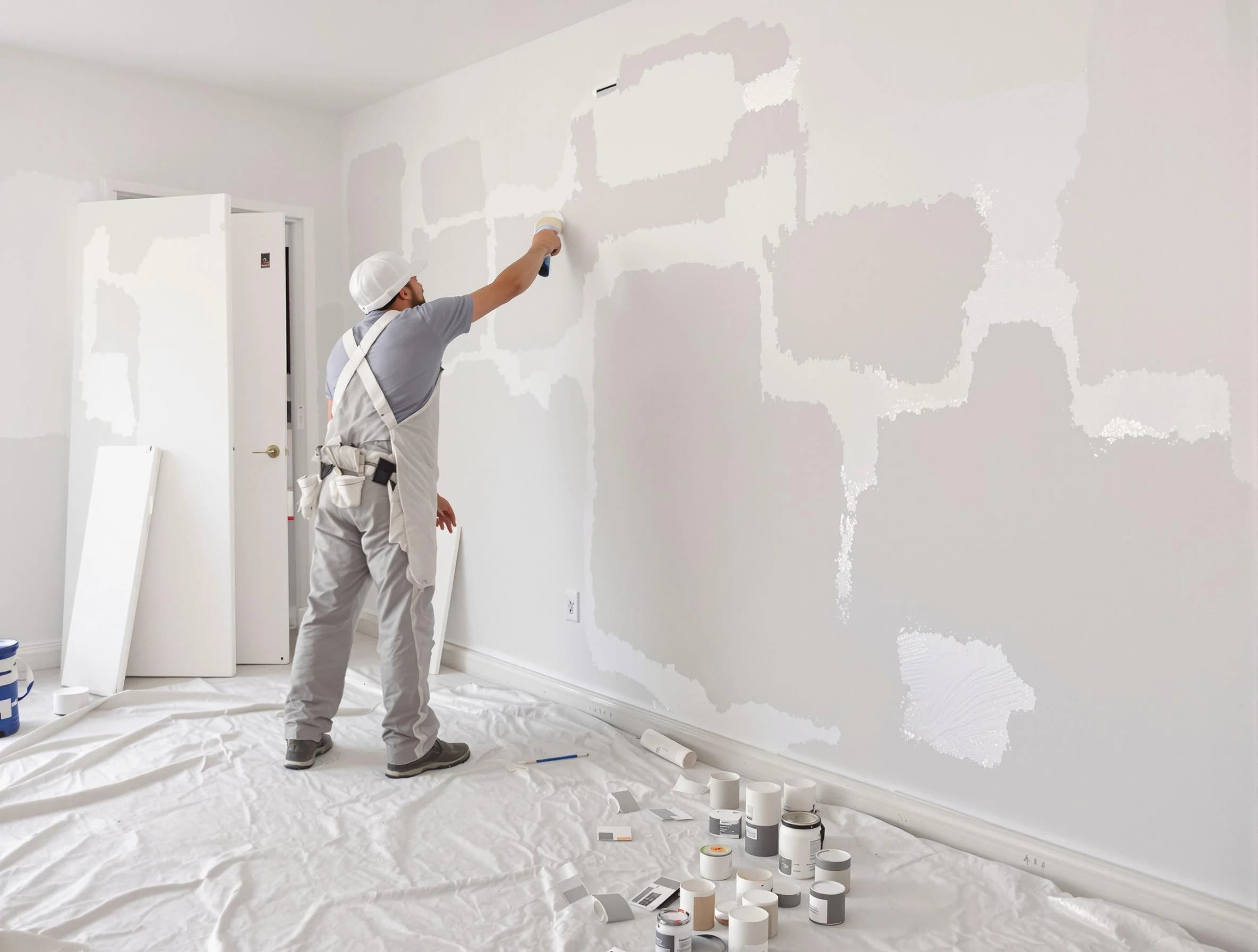 Before and after drywall repair by Stow House Painters in Stow