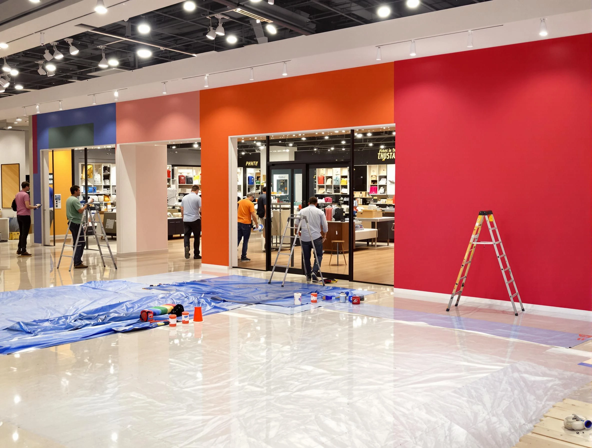 Stow House Painters painting a commercial interior in Stow, OH